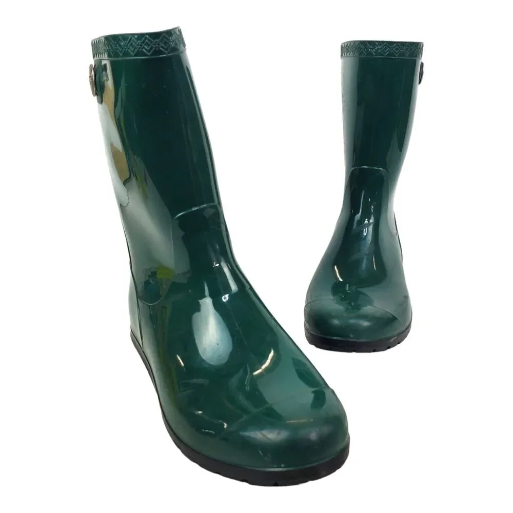 UGG Australia Boots SIENNA Womens Size 8 Green WATERPROOF Rain Rubber Outdoor